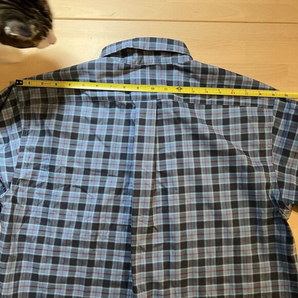 LL Bean Shirt Men M Reg US Navy Tartan Casual Preppy Button Down Pocket READ - Picture 5 of 9